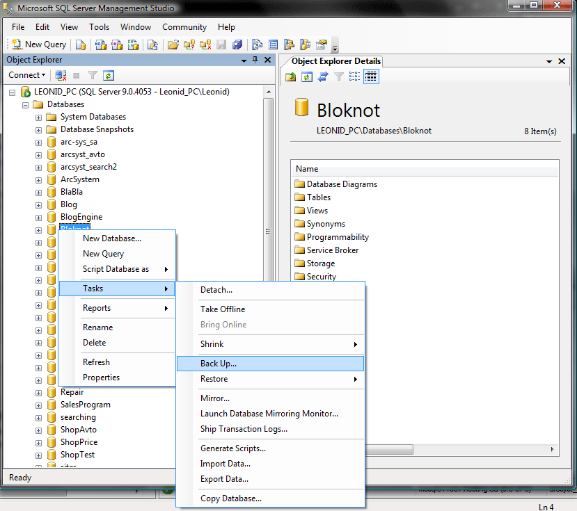 Backup   MSSQL Server 2005