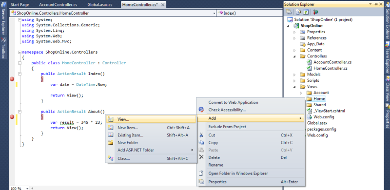 add view asp mvc