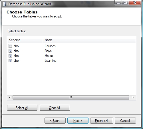 Database Publishing Wizard 